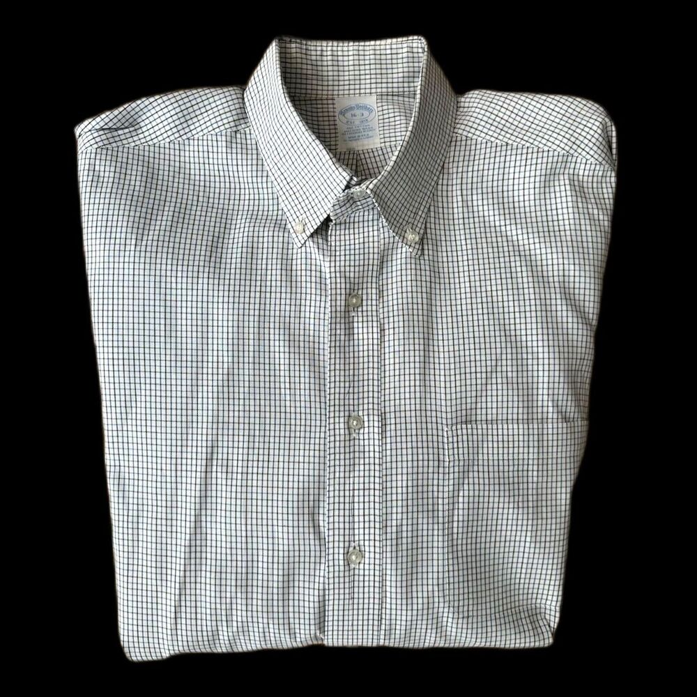 Vintage Brooks Brothers Grid Print Long Sleeve Button Down Shirt size 16 Large